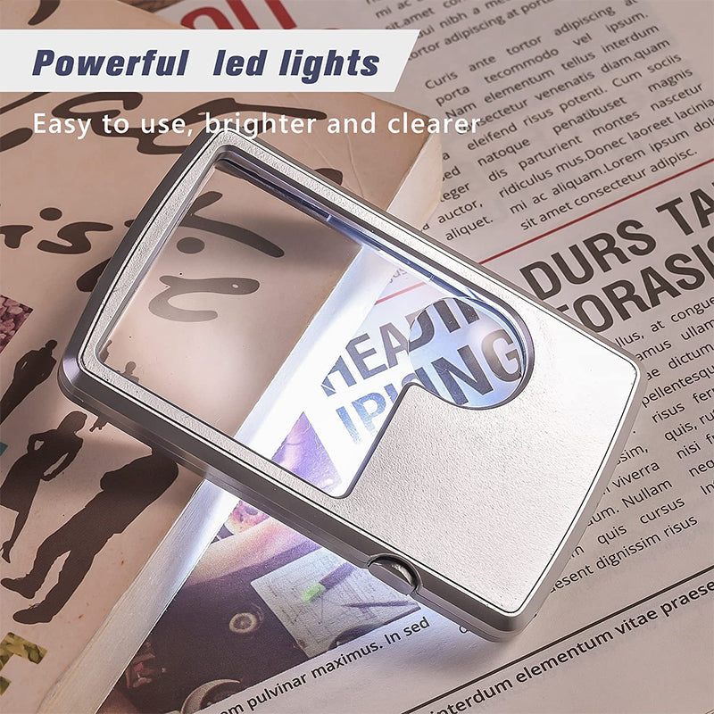 Loep met LED verlichting en 3x en 6x vergroting, leesloep in zakformaat met batterijen en etui, voor lezen en hobby | Covesville