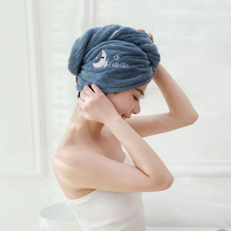 Haarhanddoek van microvezel, snel drogende haartulband met knoop en lus, 65 x 25 cm, voor na het douchen of baden | Covesville
