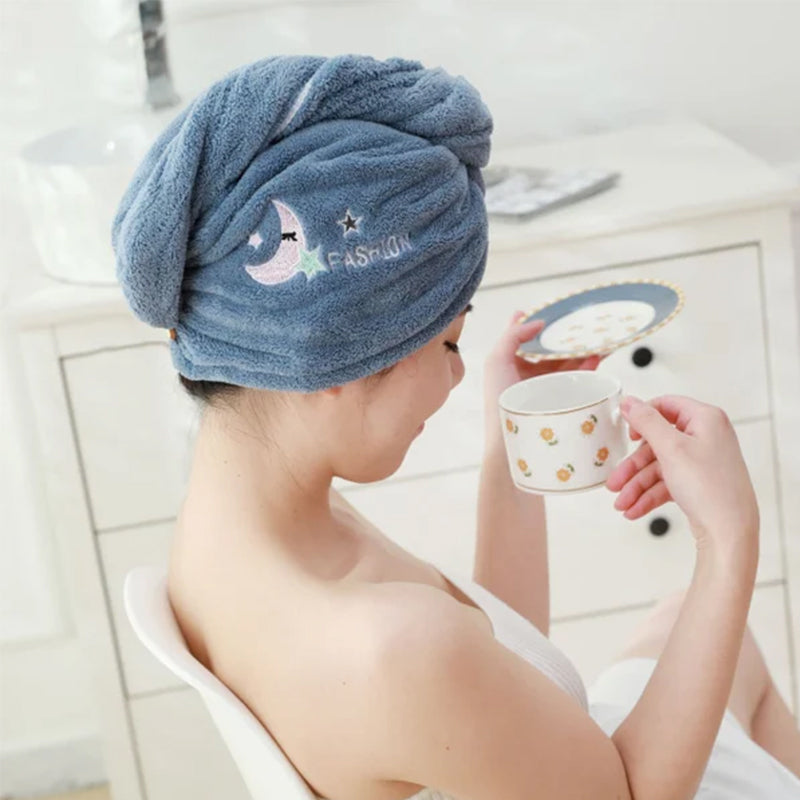 Haarhanddoek van microvezel, snel drogende haartulband met knoop en lus, 65 x 25 cm, voor na het douchen of baden | Covesville