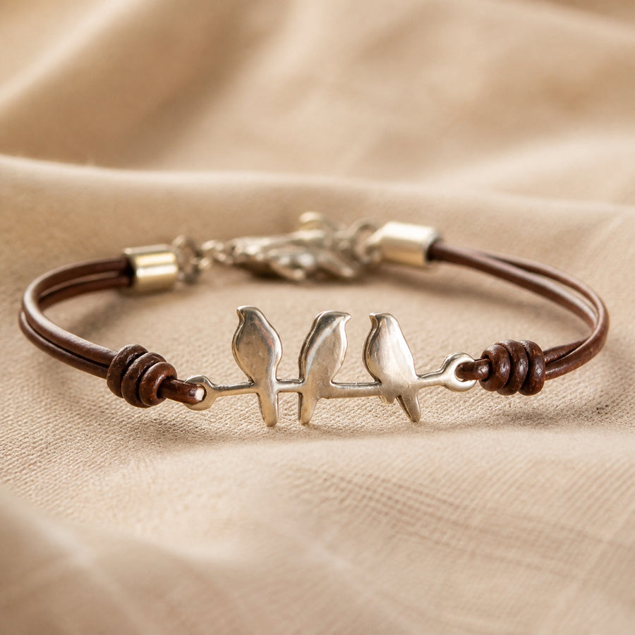 Armband met vogels, vintage koordarmband met decoratief vogelmotief, tijdloos sieraad voor elke dag en te combineren | Covesville