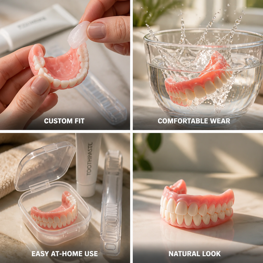 Opzetbare veneers voor de hele mond, zelf te vormen met warm water en gel, in 1, 2 of 3 sets voor thuis | Covesville