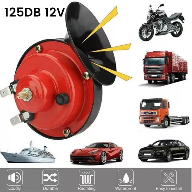 Treinhoorn voor auto met 125 decibel, luide claxon voor 12 tot 24 volt, waterbestendig en eenvoudig te monteren | Covesville
