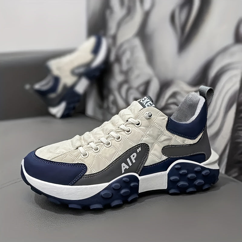 Casual sneakers met dikke profielzool en vetersluiting, voor dagelijks gebruik en wandelen, in beige, zwart en bruin | Covesville