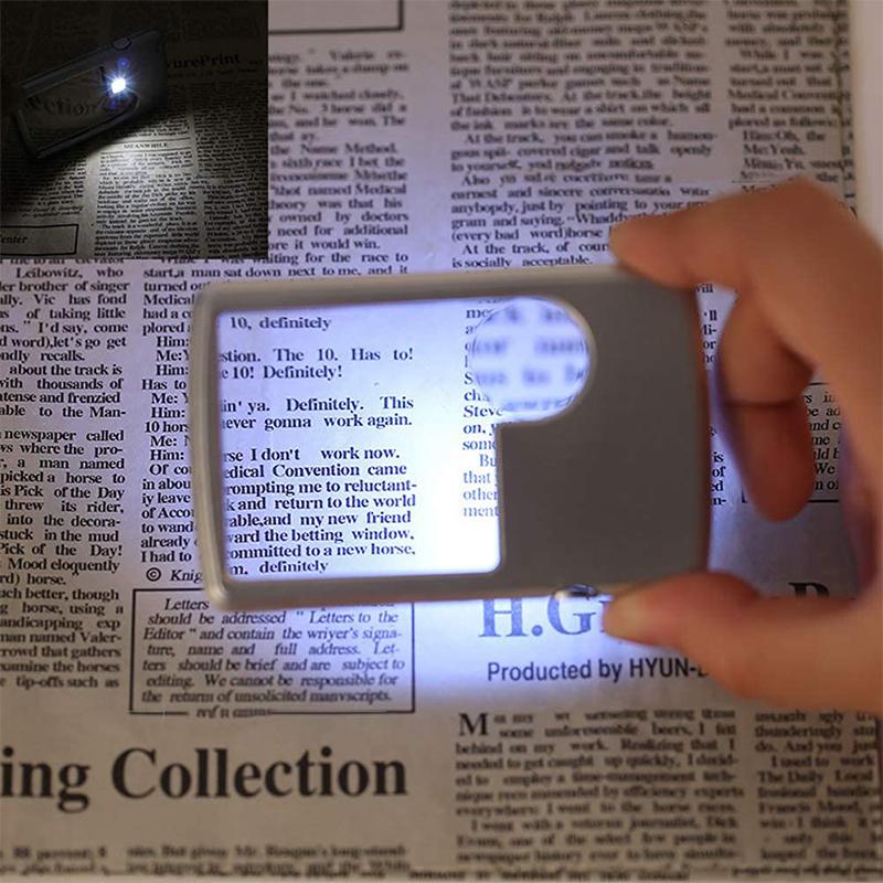 Loep met LED verlichting en 3x en 6x vergroting, leesloep in zakformaat met batterijen en etui, voor lezen en hobby | Covesville