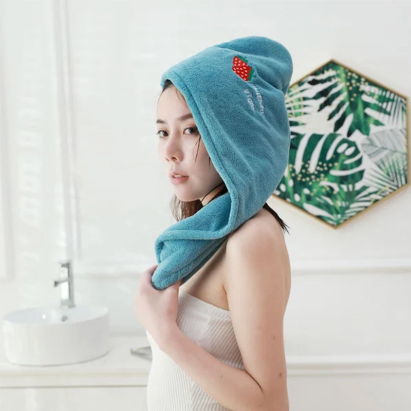 Haarhanddoek van microvezel, snel drogende haartulband met knoop en lus, 65 x 25 cm, voor na het douchen of baden | Covesville