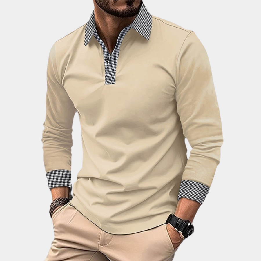 Poloshirt heren met lange mouwen, zacht en ademend polo voor vrije tijd en elke dag, in vijf kleuren, maat S tot 3XL | Covesville