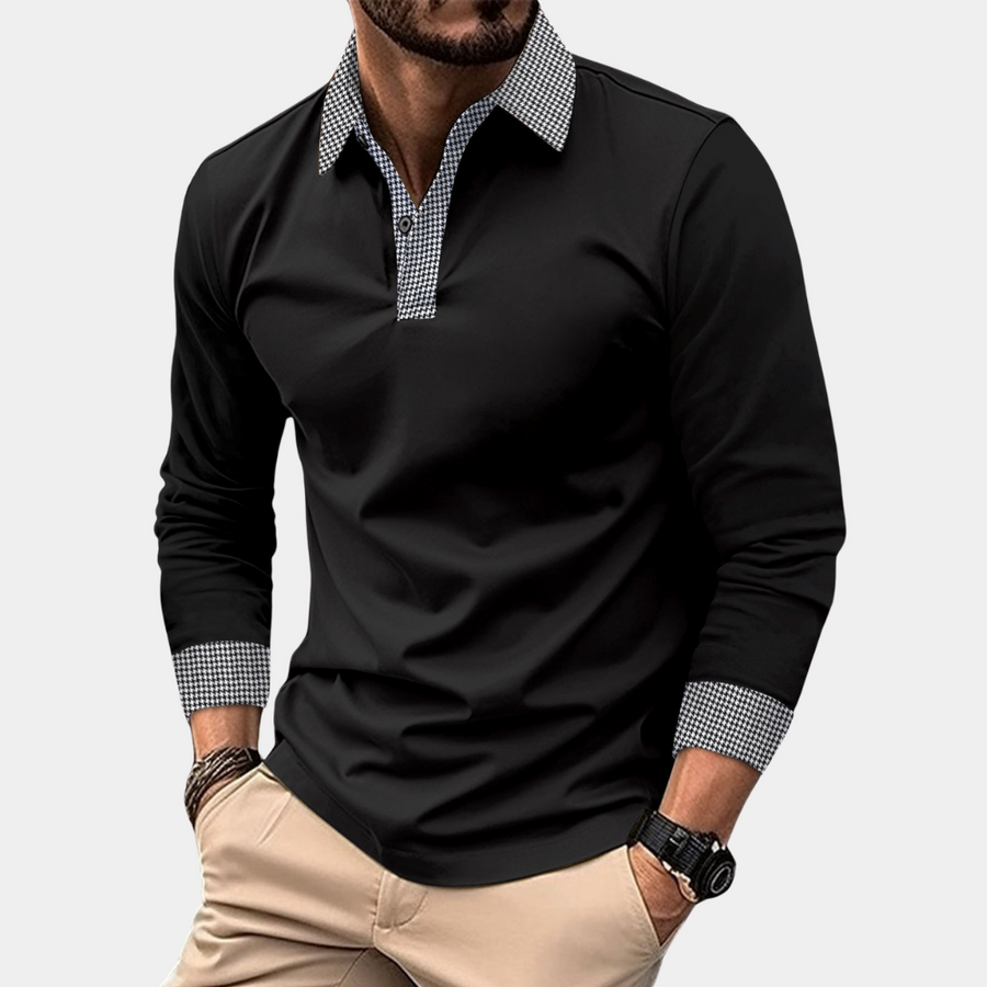 Poloshirt heren met lange mouwen, zacht en ademend polo voor vrije tijd en elke dag, in vijf kleuren, maat S tot 3XL | Covesville