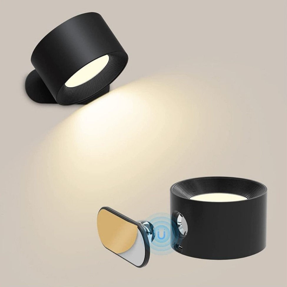 Draadloze wandlamp, oplaadbare wandlamp met draaibare lampkop, dimbaar in drie standen en magnetisch te bevestigen | Covesville
