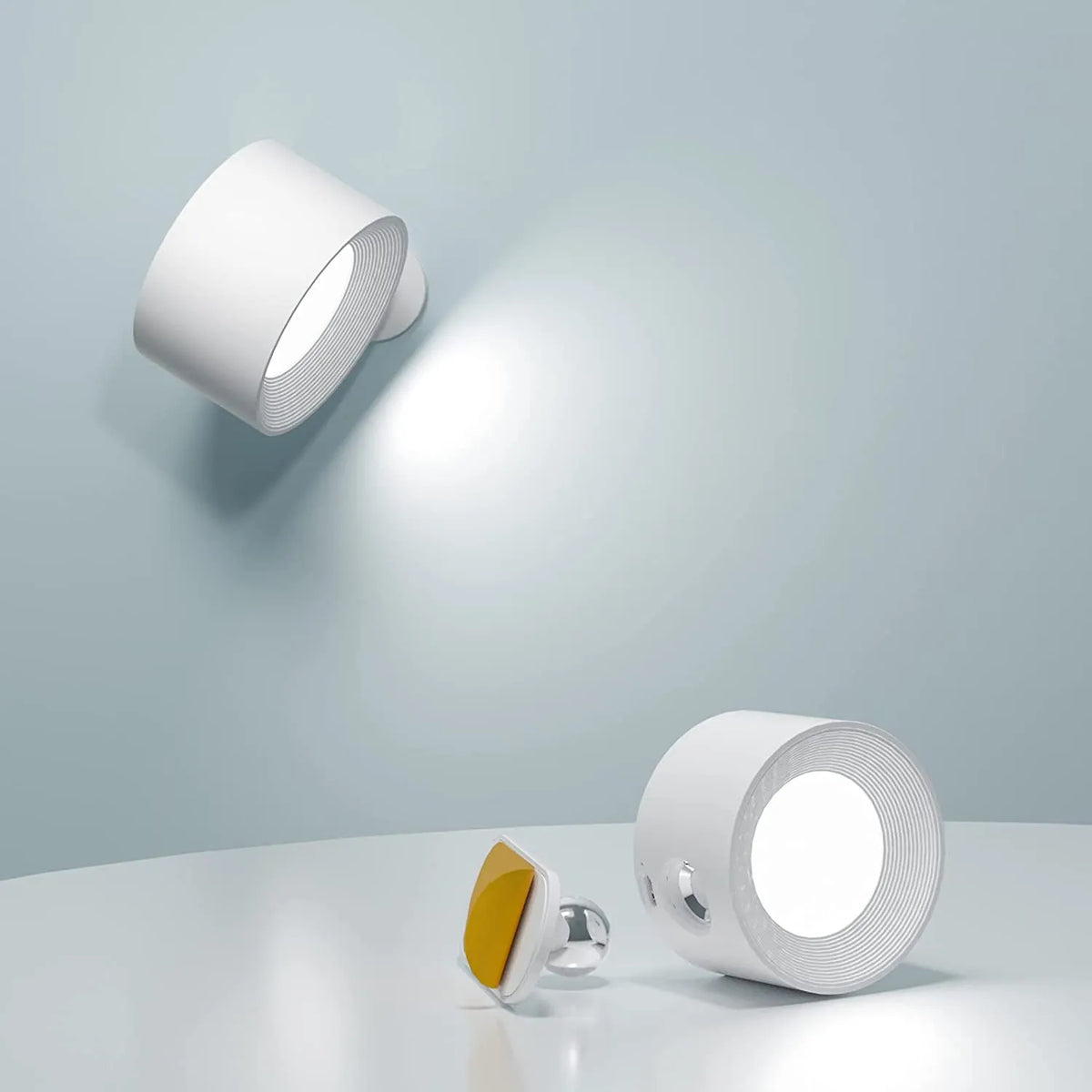 Draadloze wandlamp, oplaadbare wandlamp met draaibare lampkop, dimbaar in drie standen en magnetisch te bevestigen | Covesville