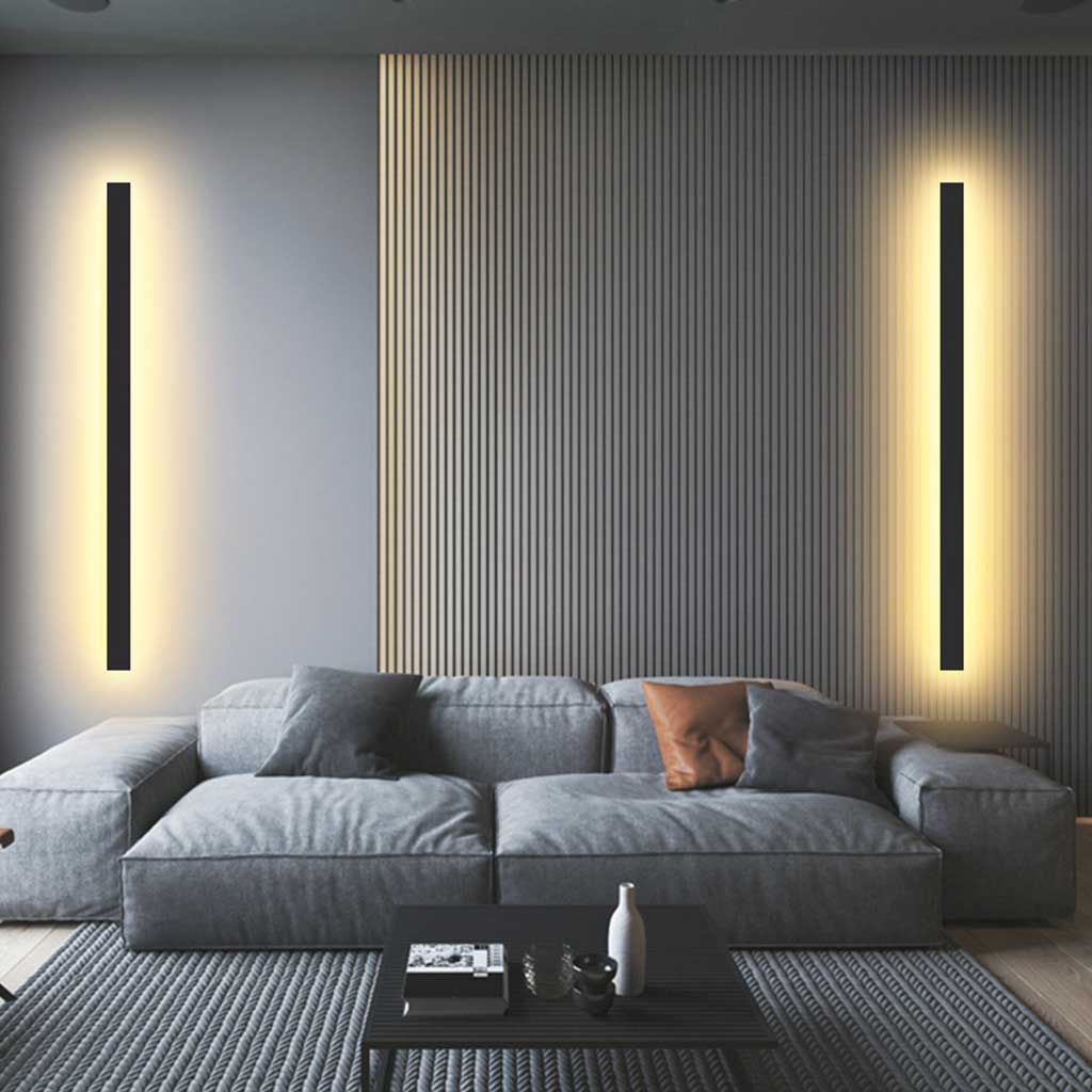 Lineaire wandlamp van aluminium, dimbare LED lichtbalk voor slaapkamer en woonkamer in zwart of wit, 60 tot 200 cm | Covesville