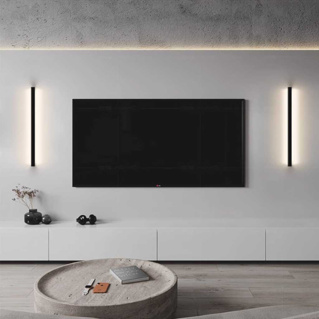 Lange wandlamp met LED lichtbalk, dimbare minimalistische wandlamp van aluminium in zwart of wit, van 60 tot 200 cm | Covesville