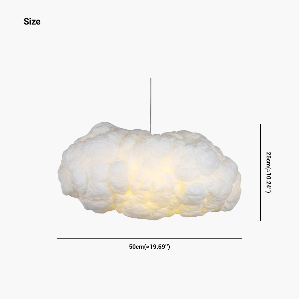 Wolkenlamp met katoenen kap, witte hanglamp in wolkvorm met LED voor woonkamer, slaapkamer en eetkamer, 30 tot 100 cm | Covesville
