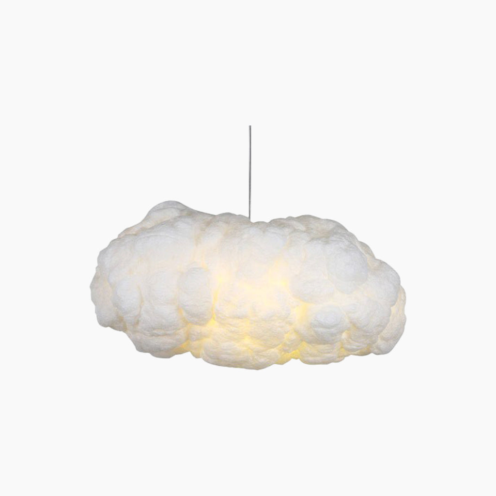 Wolkenlamp met katoenen kap, witte hanglamp in wolkvorm met LED voor woonkamer, slaapkamer en eetkamer, 30 tot 100 cm | Covesville