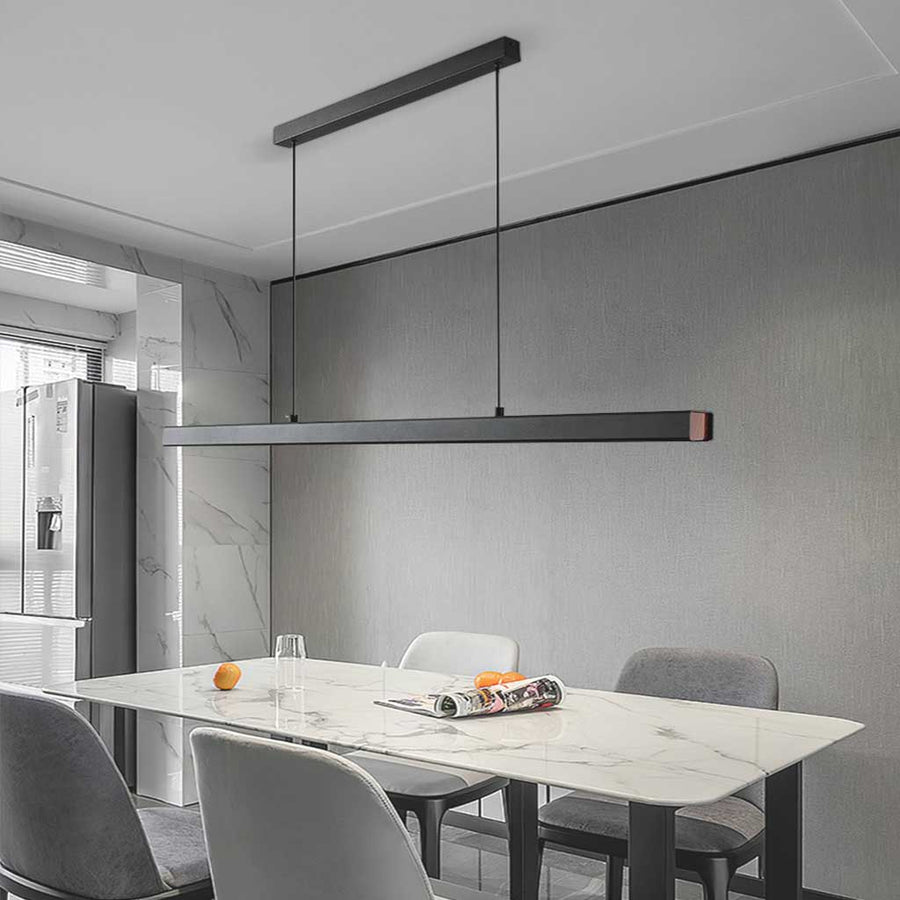 Lineaire hanglamp van aluminium, dimbare LED hanglamp voor boven de eettafel in zwart of wit, met afstandsbediening | Covesville