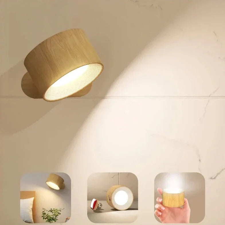 Draadloze wandlamp, oplaadbare wandlamp met draaibare lampkop, dimbaar in drie standen en magnetisch te bevestigen | Covesville