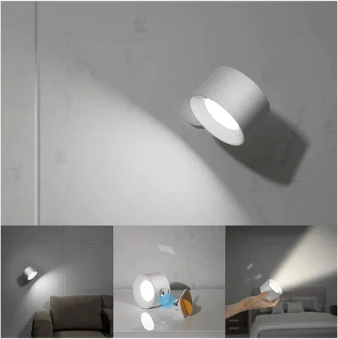 Draadloze wandlamp, oplaadbare wandlamp met draaibare lampkop, dimbaar in drie standen en magnetisch te bevestigen | Covesville