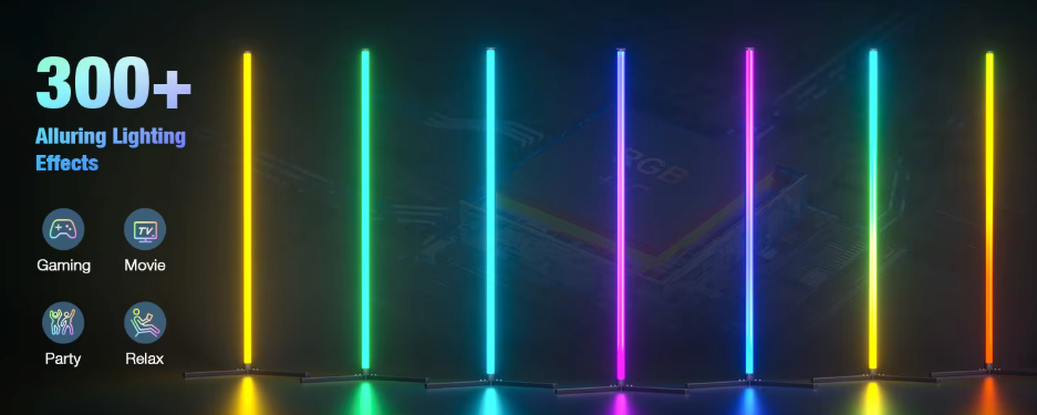 RGB vloerlamp met app, dimbaar met timer, 16 miljoen kleuren en muzieksynchronisatie, in 40 of 150 cm hoogte | Covesville