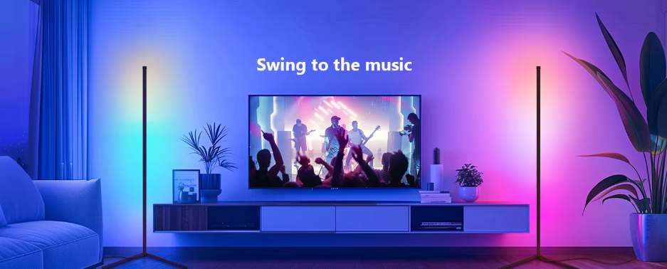 RGB vloerlamp met app, dimbaar met timer, 16 miljoen kleuren en muzieksynchronisatie, in 40 of 150 cm hoogte | Covesville
