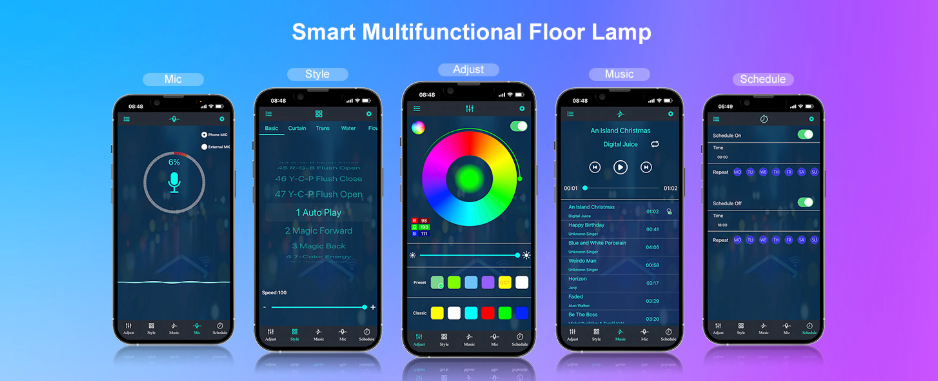 RGB vloerlamp met app, dimbaar met timer, 16 miljoen kleuren en muzieksynchronisatie, in 40 of 150 cm hoogte | Covesville