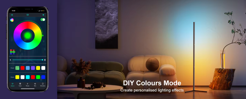 RGB vloerlamp met app, dimbaar met timer, 16 miljoen kleuren en muzieksynchronisatie, in 40 of 150 cm hoogte | Covesville