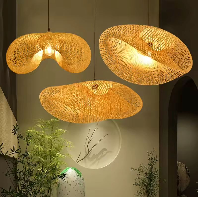 Bamboe hanglamp, handgeweven Japanse plafondlamp met E27 fitting in 40, 50, 60 of 80 cm voor woonkamer en eetkamer | Covesville