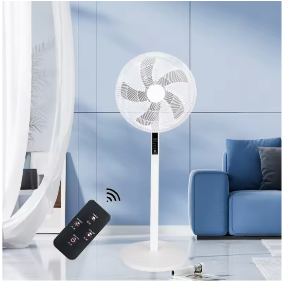 Staande ventilator 40 cm met afstandsbediening en timer, 5 snelheden, oscillatie en stille werking, wit, voor thuis | Covesville
