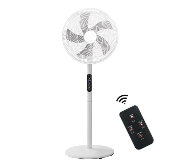 Staande ventilator 40 cm met afstandsbediening en timer, 5 snelheden, oscillatie en stille werking, wit, voor thuis | Covesville