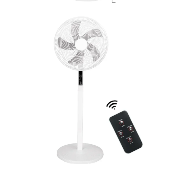 Staande ventilator 40 cm met afstandsbediening en timer, 5 snelheden, oscillatie en stille werking, wit, voor thuis | Covesville