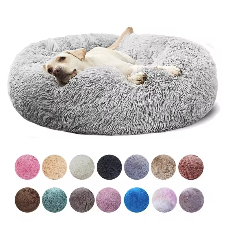 Donut hondenmand van zacht pluche met antislip bodem, wasbaar op 30 °C, in zeven kleuren en maten van 40 tot 110 cm | Covesville