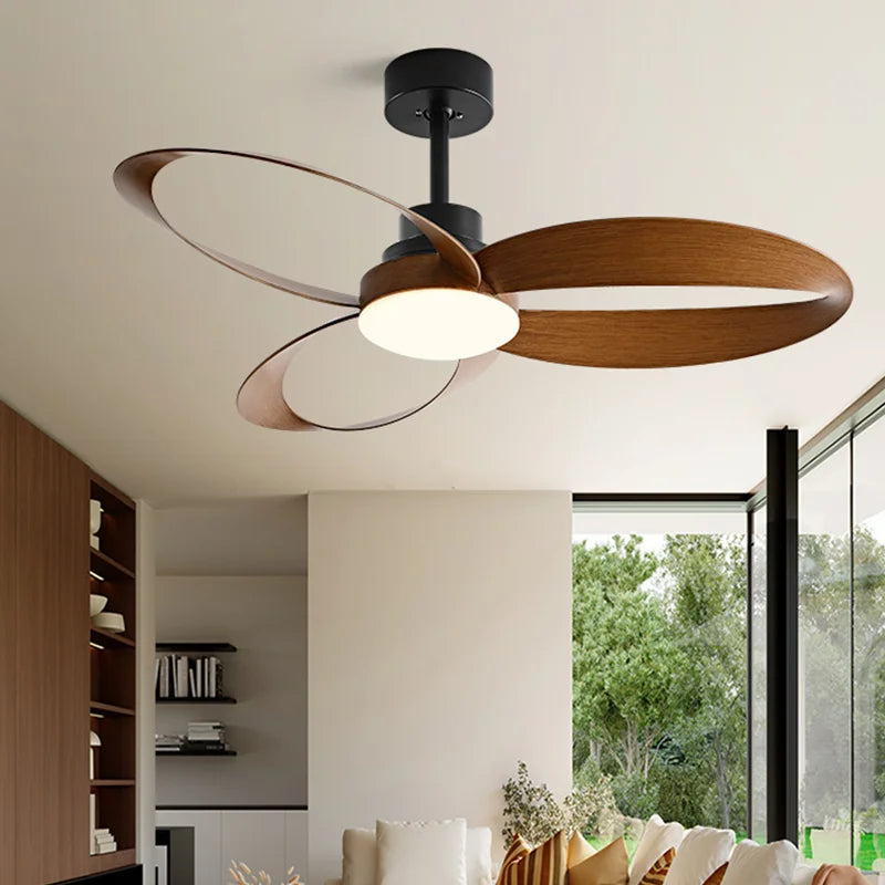 Plafondventilator met verlichting, drie bladen in notenhoutkleur, dimbare led en afstandsbediening, in 106 of 132 cm | Covesville