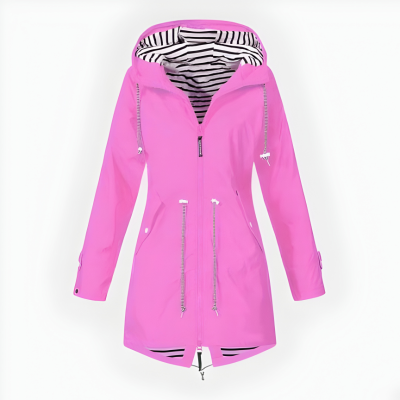 Lange regenjas voor dames met verstelbare capuchon, waterdicht en ademend, in zes kleuren, maat S tot 3XL | Covesville