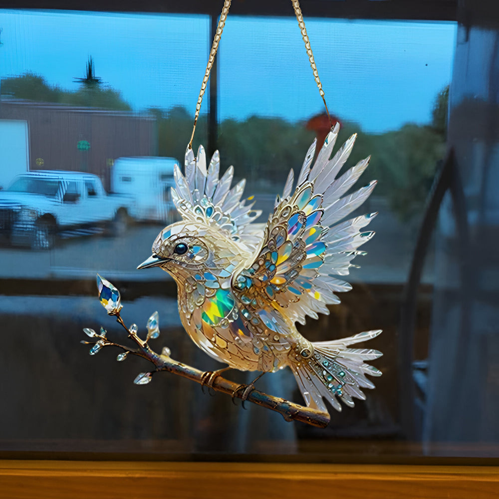 Suncatcher voor raam in glas-in-lood-stijl, doorschijnende raamhanger in de vorm van een vogel, 15 of 20 cm | Covesville