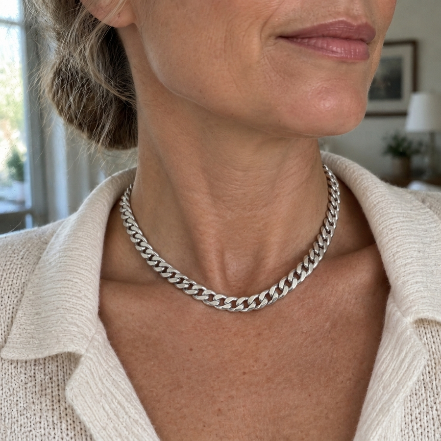 Gourmetketting voor dames met brede schakels, statement ketting in goud of zilver, stoer en elegant voor elke dag | Covesville