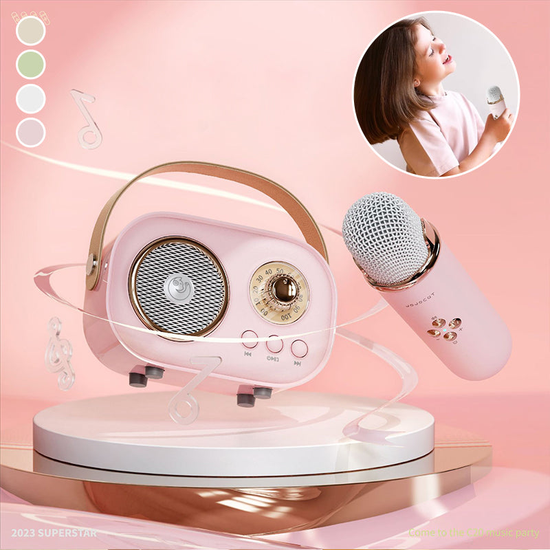 Karaokeset voor kinderen met draagbare bluetooth speaker en draadloze microfoon en zes geluidseffecten | Covesville
