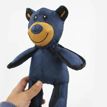 Kauwspeelgoed voor honden, stevige speelbeer met geluid voor sterke kauwers, wasbaar in de machine, in blauw of roze | Covesville