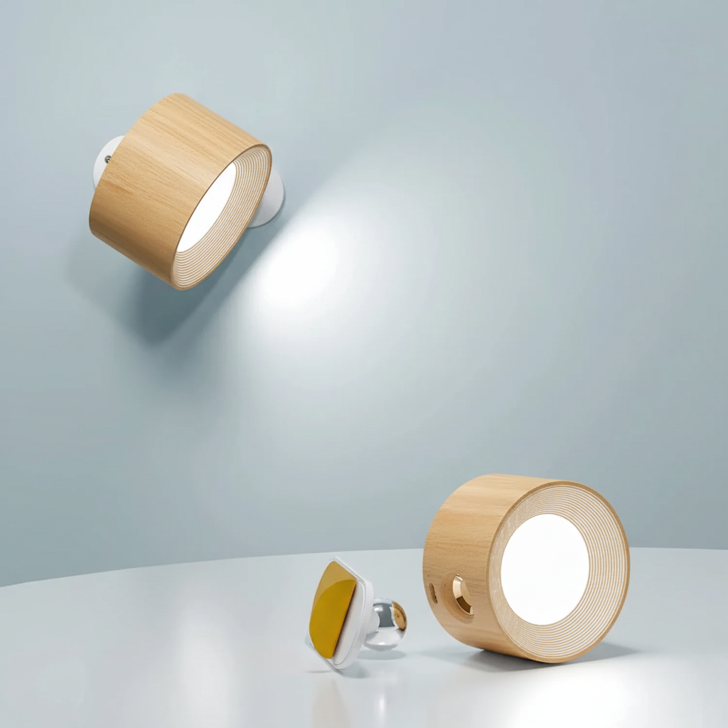 Draadloze wandlamp, oplaadbare wandlamp met draaibare lampkop, dimbaar in drie standen en magnetisch te bevestigen | Covesville