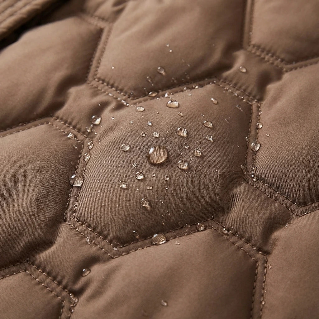Lange donsjas dames met capuchon, winterjas in rood, wit, bruin of zwart, verkrijgbaar in maat M tot en met XXL | Covesville