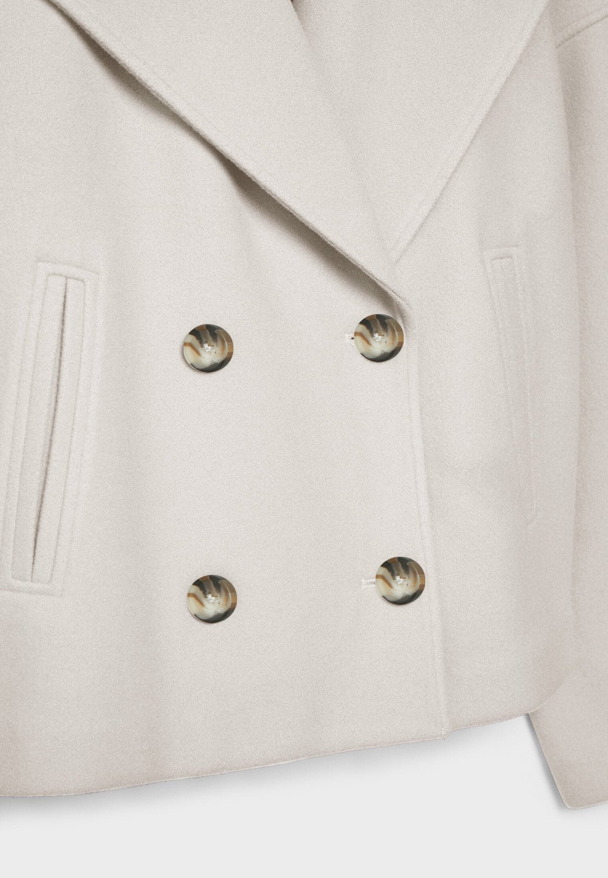 Korte jas dames met dubbele knopenrij en losse oversized pasvorm, licht rekbaar, in zes kleuren, maat XS tot L | Covesville