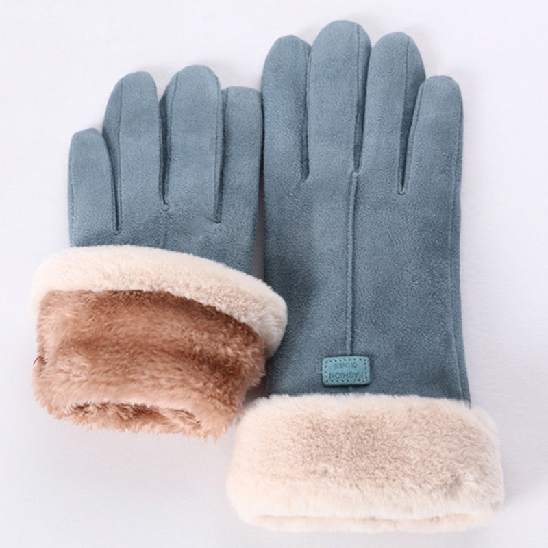 Winterhandschoenen dames met pluche manchet en zachte voering, suèdelook buitenkant in zes kleuren voor koude dagen | Covesville