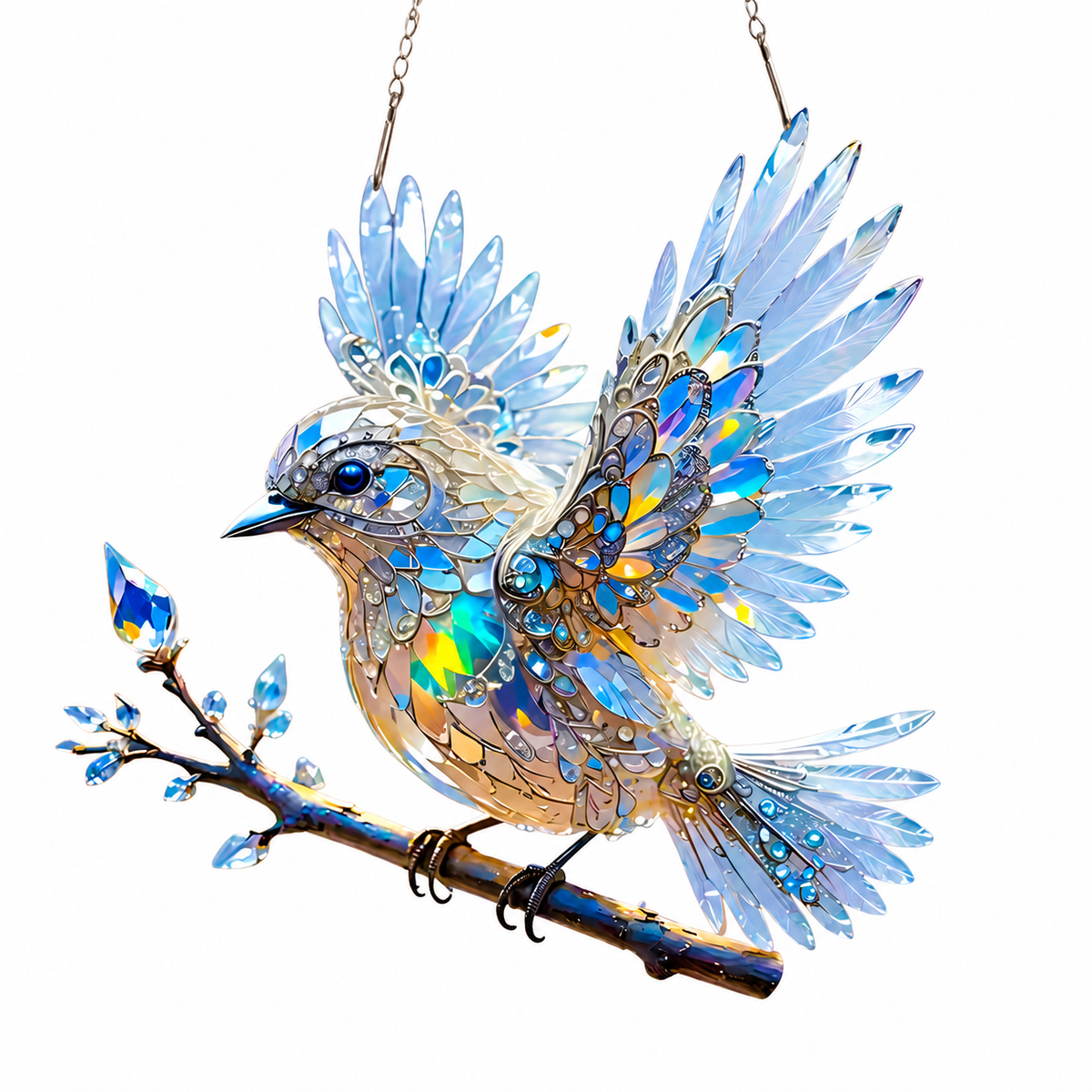 Suncatcher voor raam in glas-in-lood-stijl, doorschijnende raamhanger in de vorm van een vogel, 15 of 20 cm | Covesville