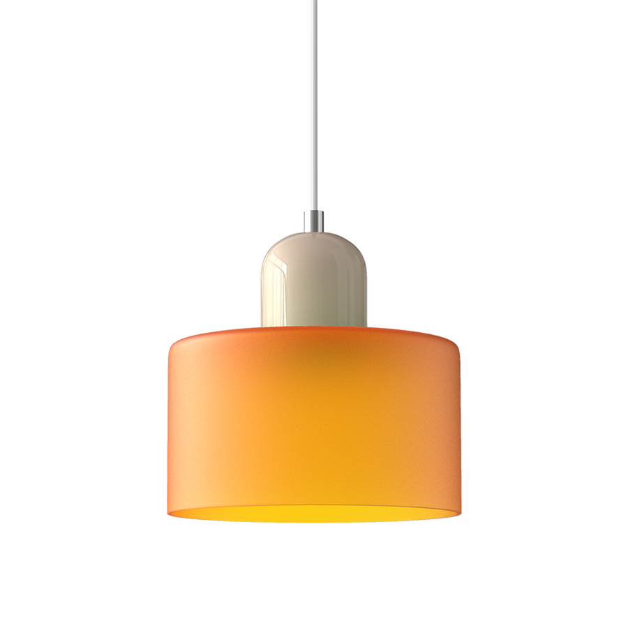 Glazen hanglamp met kap in twee lagen, moderne design hanglamp in zes glaskleuren met warm licht voor eettafel | Covesville