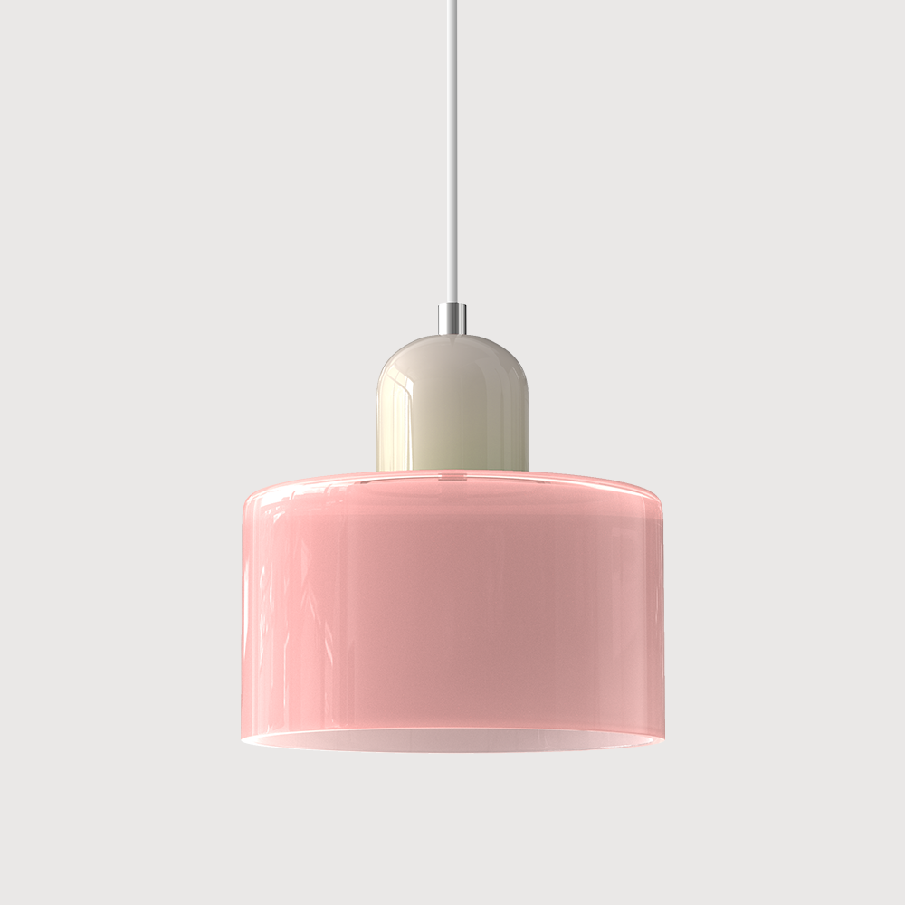 Glazen hanglamp met kap in twee lagen, moderne design hanglamp in zes glaskleuren met warm licht voor eettafel | Covesville