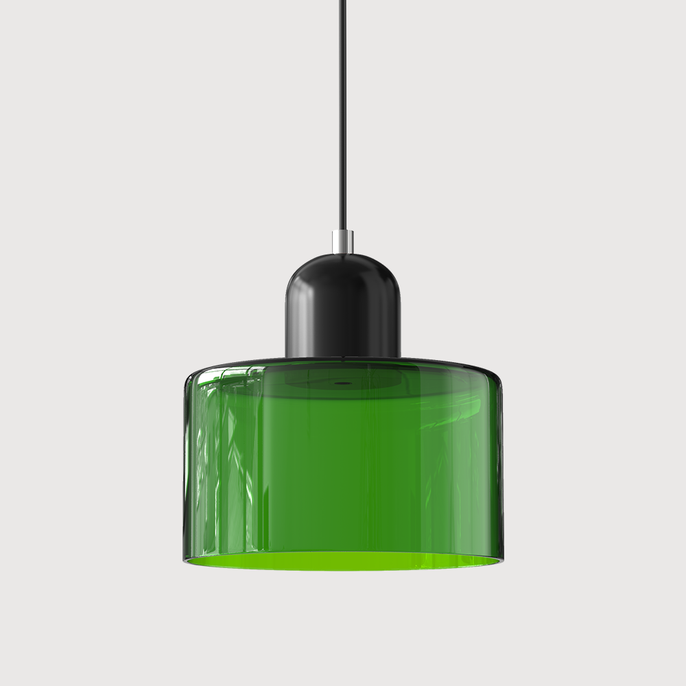 Glazen hanglamp met kap in twee lagen, moderne design hanglamp in zes glaskleuren met warm licht voor eettafel | Covesville