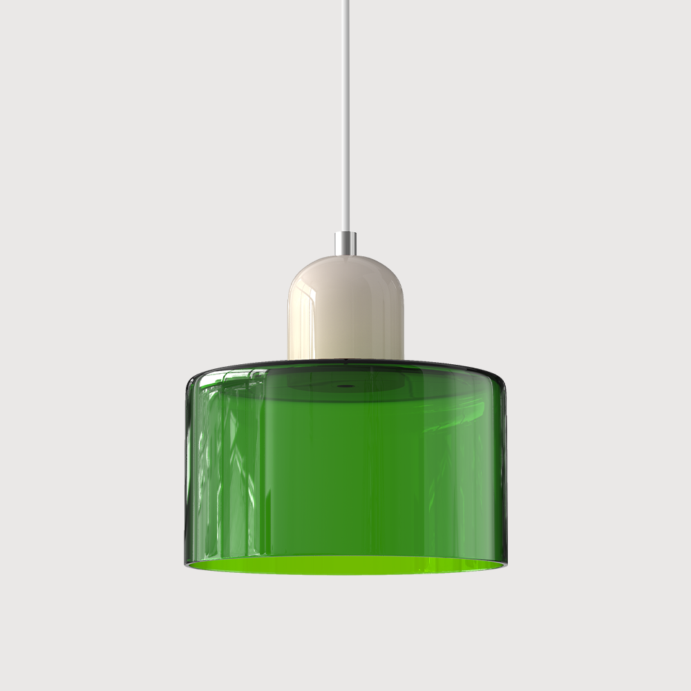 Glazen hanglamp met kap in twee lagen, moderne design hanglamp in zes glaskleuren met warm licht voor eettafel | Covesville