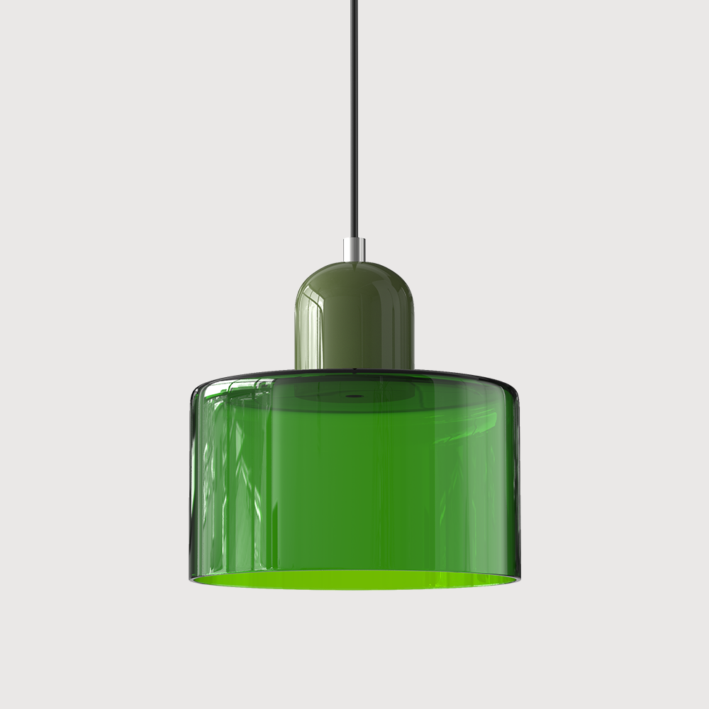 Glazen hanglamp met kap in twee lagen, moderne design hanglamp in zes glaskleuren met warm licht voor eettafel | Covesville