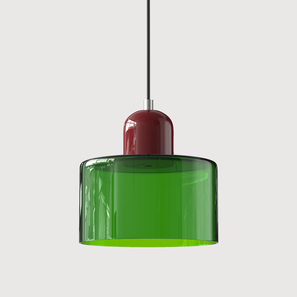 Glazen hanglamp met kap in twee lagen, moderne design hanglamp in zes glaskleuren met warm licht voor eettafel | Covesville