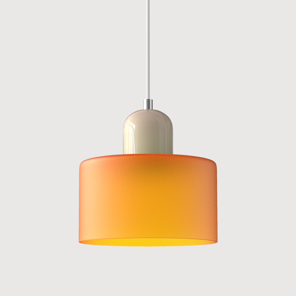 Glazen hanglamp met kap in twee lagen, moderne design hanglamp in zes glaskleuren met warm licht voor eettafel | Covesville