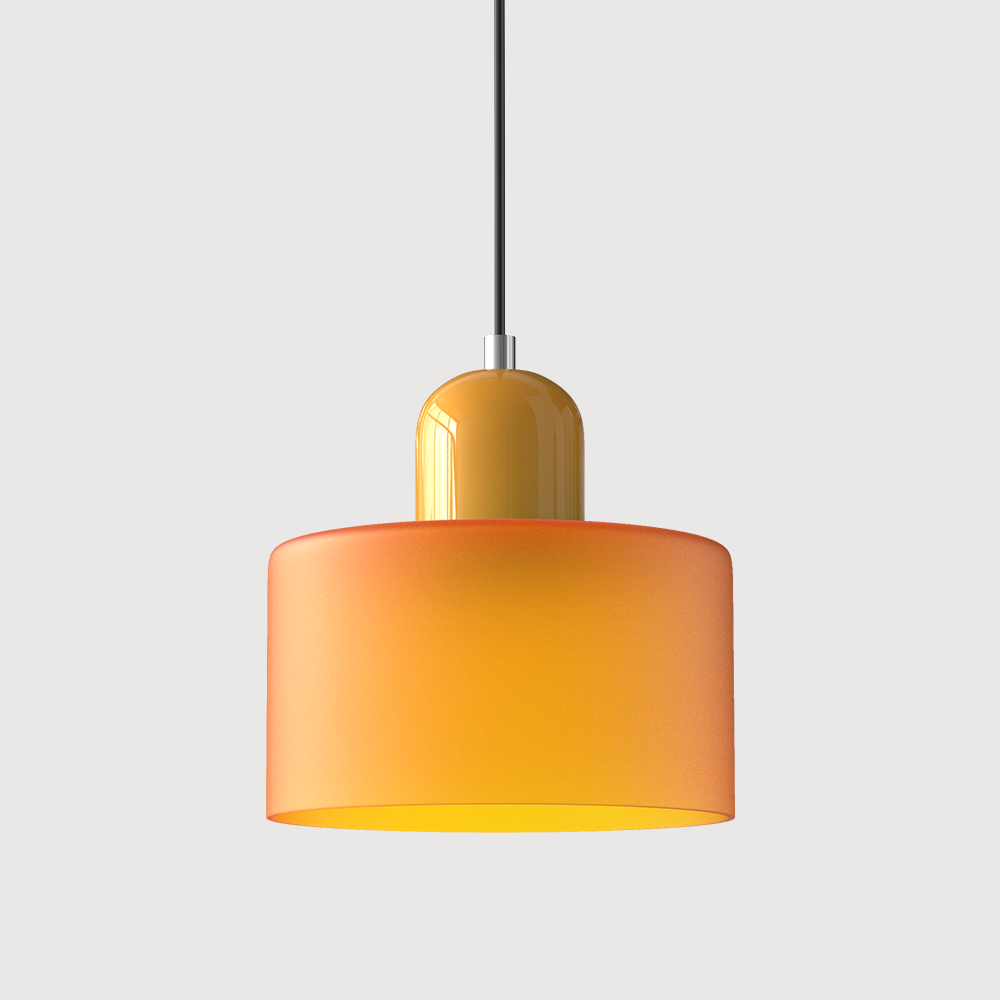 Glazen hanglamp met kap in twee lagen, moderne design hanglamp in zes glaskleuren met warm licht voor eettafel | Covesville