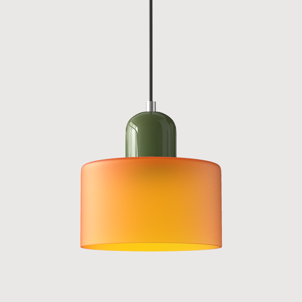 Glazen hanglamp met kap in twee lagen, moderne design hanglamp in zes glaskleuren met warm licht voor eettafel | Covesville