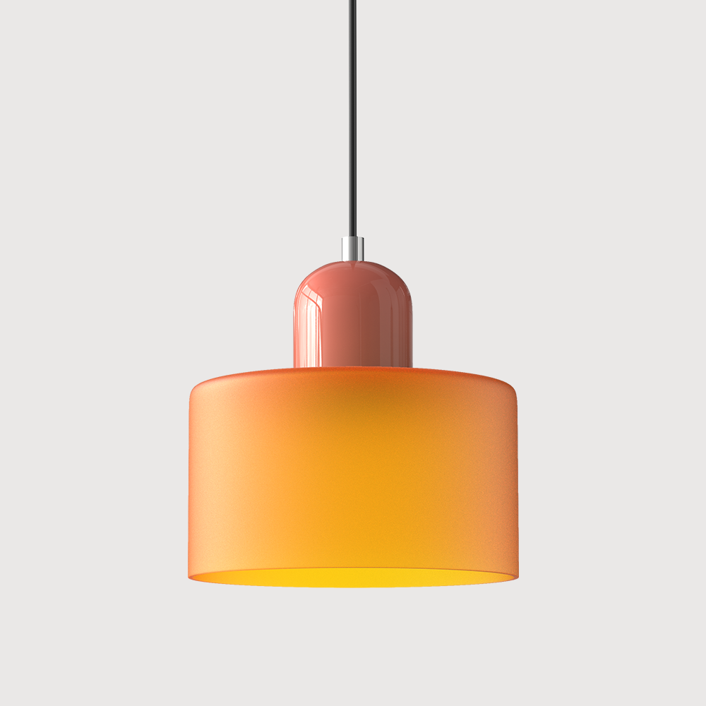 Glazen hanglamp met kap in twee lagen, moderne design hanglamp in zes glaskleuren met warm licht voor eettafel | Covesville
